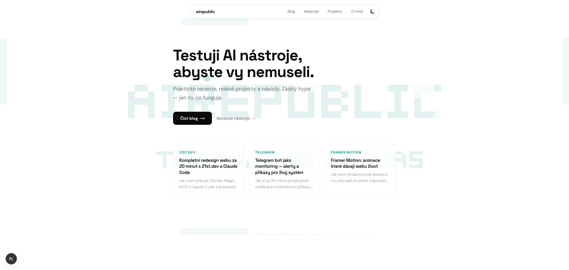 Nový hero v light mode